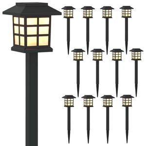 vidaXL Au&szlig;en Solarlichter mit Erdnagel 12 stk. Warmes Wei&szlig; 38,5 cm PP