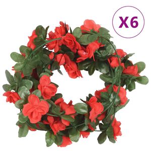 vidaXL Blumengirlanden Blumen 6 Stk. Fr&uuml;hlingsrosen Rot 250 cm