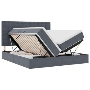 vidaXL LED-Speicherbett mit Matratze Dunkelgrau 180 x 200 cm Samt