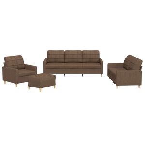 vidaXL 4-tlg. Sofagarnitur mit Kissen Braun Stoff