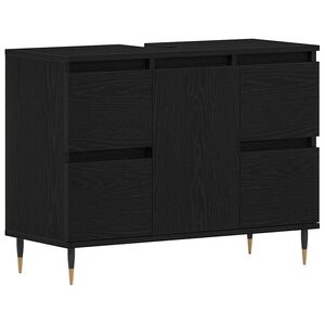 vidaXL Waschbeckenschrank mit T&uuml;r Schwarz Eichen-Optik 80 x 33 x 60 cm