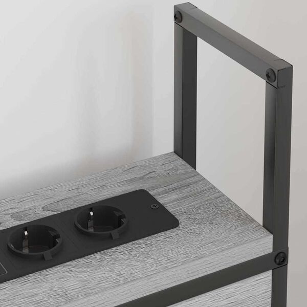 vidaXL Kopfteil mit Stauraum mit Ladestation Grau Sonoma Holzwerkstoff