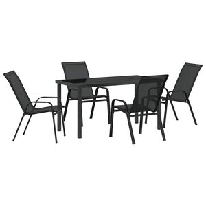 vidaXL Garten Essgruppe 5 stk. Schwarz Pulverbeschichteter Stahl