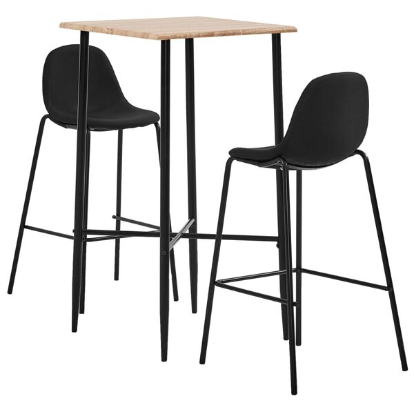 vidaXL 3-tlg. Bar-Set Stoff Schwarz