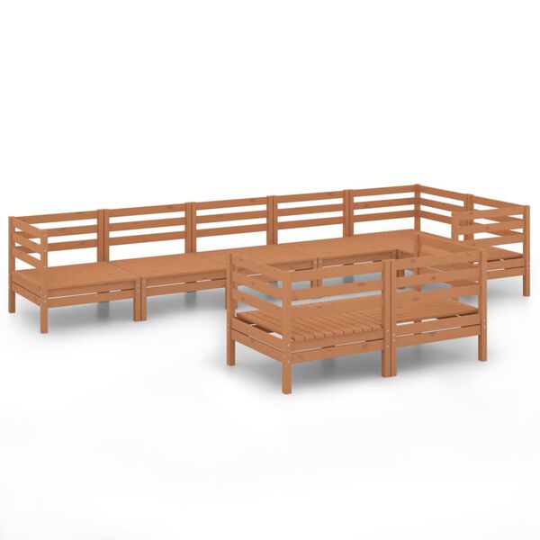 vidaXL 8-tlg. Garten-Lounge-Set Massivholz Kiefer Honigbraun