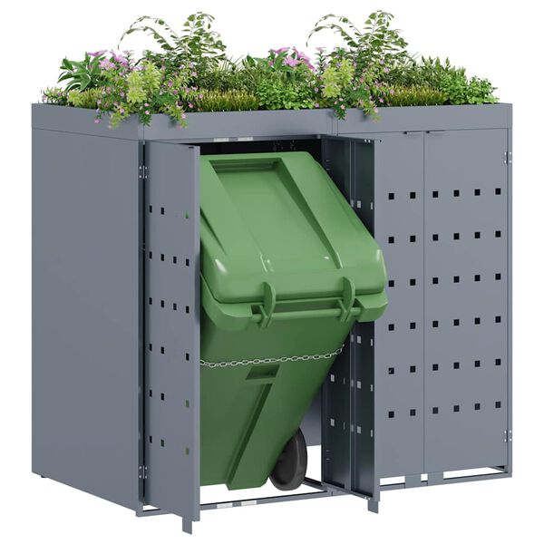 vidaXL Wagenm&uuml;llbeh&auml;lter f&uuml;r 2 Beh&auml;lter Hellgrau 136 x 77,5 x 121,5 cm