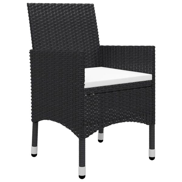 vidaXL 3-tlg. Bistro-Set Poly Rattan und Hartglas Schwarz