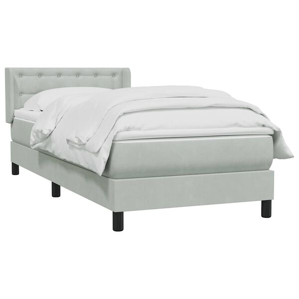 vidaXL Boxspringbett mit Matratze Hellgrau 80x210 cm Samt