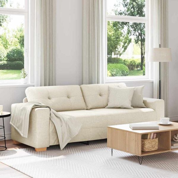 vidaXL Sofa 3-Sitzer Leinen 180 cm