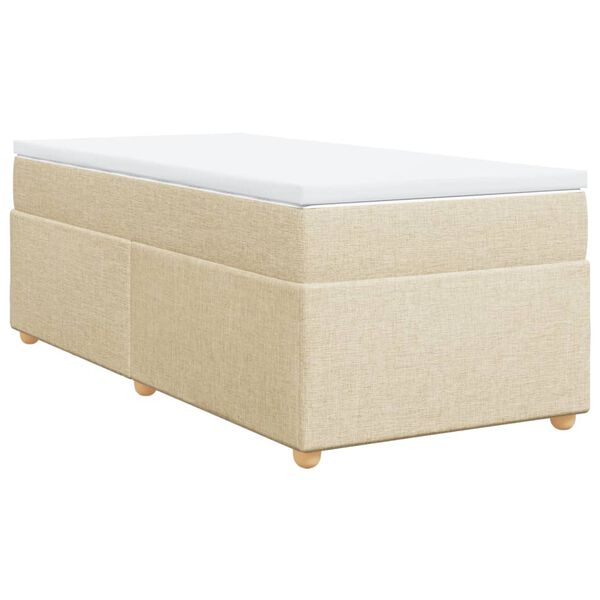 vidaXL Boxspringbett mit Matratze Creme 90x200 cm Stoff
