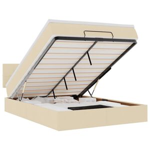vidaXL Ottomane Bett mit Matratze & LEDs Creme 140x200 cm Stoff