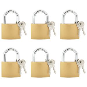 vidaXL U Schloss mit Schl&uuml;sseln 6 pcs Messing Eisen