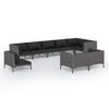 vidaXL 9-tlg. Garten-Lounge-Set mit Kissen Rund Rattan Dunkelgrau