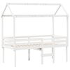 vidaXL Hochbett mit Dach Wei&szlig; 90x200 cm Massivholz Kiefer