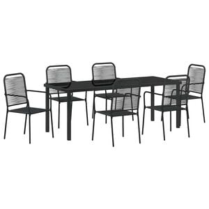vidaXL Garten Essgruppe 7 stk. Schwarz Pulverbeschichteter Stahl