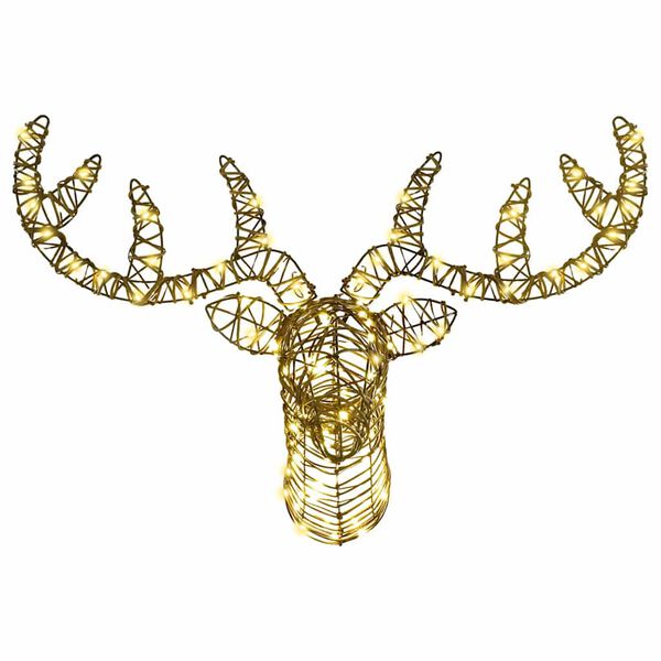 vidaXL Rentier Zieh Schlitten mit 140 LEDs Warmweiß 60 cm Rattan