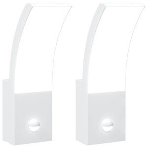 vidaXL LED-Au&szlig;enwandleuchten mit Sensor 2 Stk. Wei&szlig; Aludruckguss