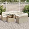vidaXL Gartensofa-set mit Kissen 9 pcs Beige und Creme Poly-Rattan