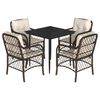 vidaXL 5-tlg. Garten-Essgruppe mit Kissen Braun Poly Rattan