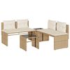 vidaXL 4-tlg. Garten-Sofagarnitur mit Kissen Beige Poly Rattan