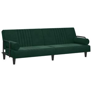 vidaXL Schlafsofa mit Armlehnen Dunkelgr&uuml;n Samt