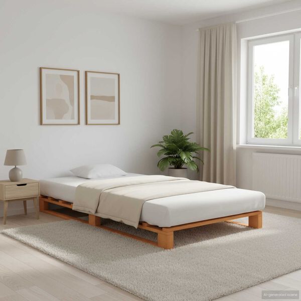 vidaXL Palettenbett Braun Massivholz Kiefer 90&times;200 cm