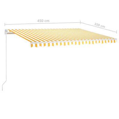 vidaXL Markise Manuell Einziehbar mit Pfosten 4,5x3,5 m Gelb & Weiß