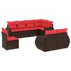 vidaXL 8-teiliges Gartensofa-Set mit Kissen, braun, Polyrattan