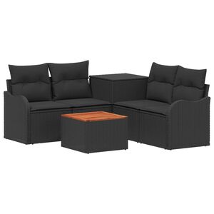 vidaXL Sofa Set 6 stk. Schwarz Polyrattan und Stahl