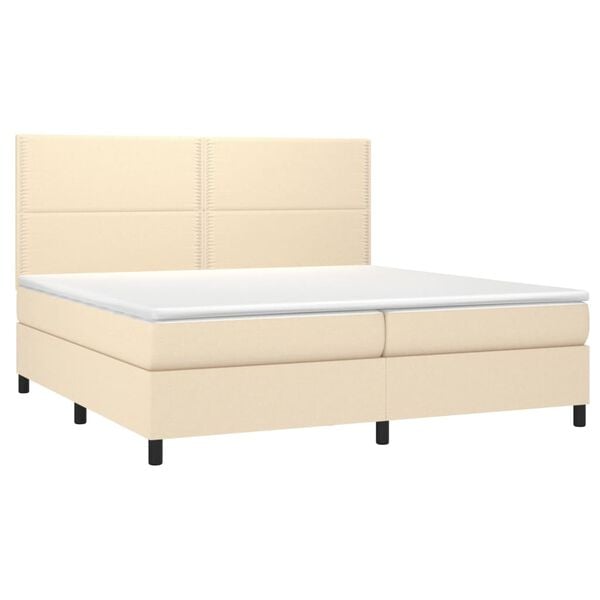 vidaXL Boxspringbett mit Matratze & LED Creme 200x200 cm Stoff