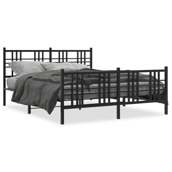 vidaXL Metallbett ohne Matratze mit Fu&szlig;teil Schwarz 160x200 cm