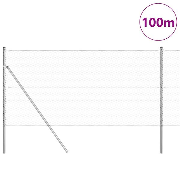 vidaXL Zaunpfosten Silber 100 x 1 m (36 mm Maschenweite) Stahl