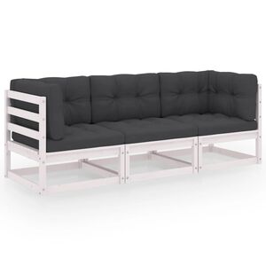 vidaXL 3-Sitzer-Gartensofa mit Kissen Kiefer Massivholz