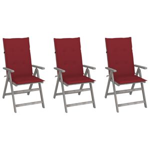 vidaXL Verstellbare Gartenst&uuml;hle 3 Stk. mit Auflagen Massivholz Akazie