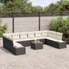 vidaXL Garten-Sofa-Set mit Kissen 11 pcs Schwarz und Creme Poly Rattan