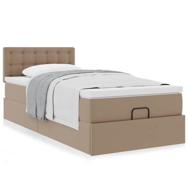 vidaXL Ottoman-Bett mit Matratze Cappuccino-Braun 100x200cm Kunstleder
