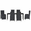 vidaXL Garten Essgruppe mit Kissen 7 pcs Schwarz Poly-Rattan
