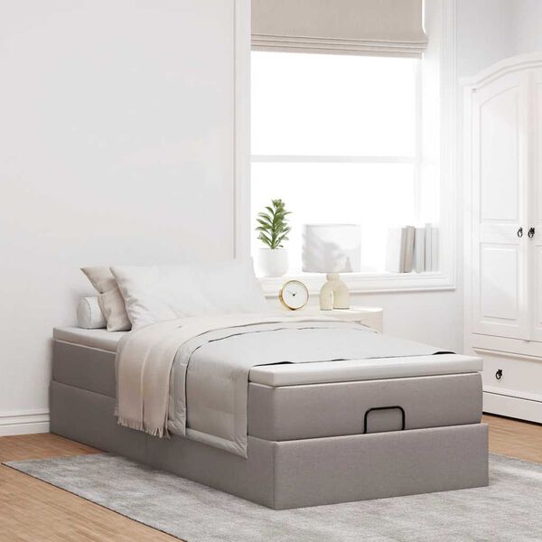 vidaXL Ottoman-Bett mit Matratze Taupe 90x190 cm Stoff
