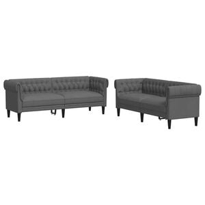 vidaXL Wohnzimmer Couch 2 pcs Dunkelgrau Stoff
