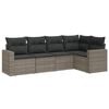 vidaXL 5-tlg. Garten-Sofagarnitur mit Kissen Grau Poly Rattan
