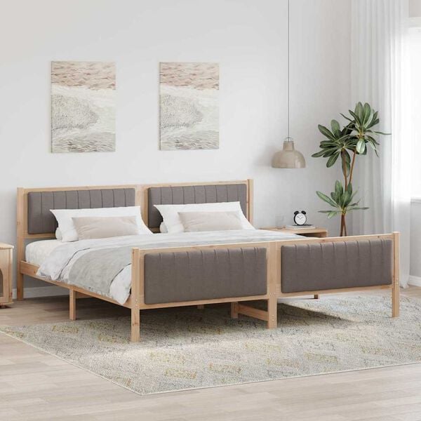 vidaXL Bettgestell Braun und Taupe 200 x 200 cm Massivholz Kiefer