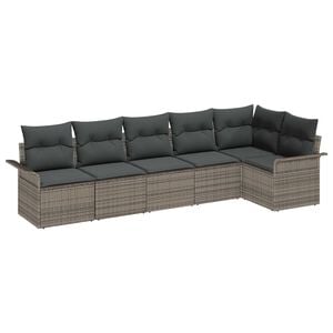 vidaXL Gartensofa-set mit Kissen 6 pcs Grau Poly-Rattan