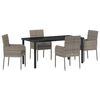 vidaXL Garten Essgruppe 5 stk. Grau Poly-Rattan