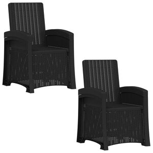 vidaXL Liegesessel Garten Rattan-Optik 2 stk. Anthrazit PP