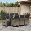 vidaXL Garten Essgruppe mit Kissen 9 pcs Grau Poly Rattan