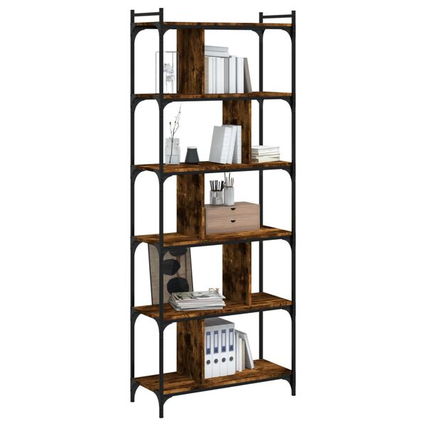 vidaXL B&uuml;cherregal 6 B&ouml;den R&auml;uchereiche 76x32x192 cm Holzwerkstoff