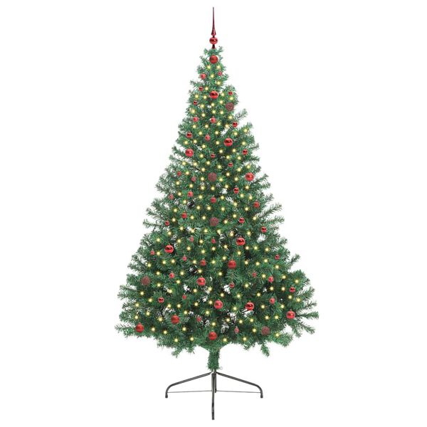 vidaXL K&uuml;nstlicher vorbeleuchteter Weihnachtsbaum Gr&uuml;n 240 cm PVC