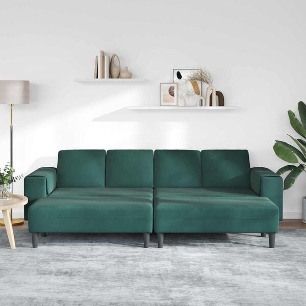 vidaXL Wohnzimmer Couch 3 pcs Dunkelgr&uuml;n