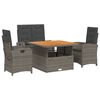 vidaXL 4-tlg. Garten-Essgruppe mit Kissen Grau Poly Rattan
