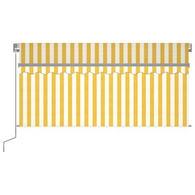 vidaXL Markise Manuell Einziehbar mit Rollo & LED 3,5x2,5 m Gelb Weiß